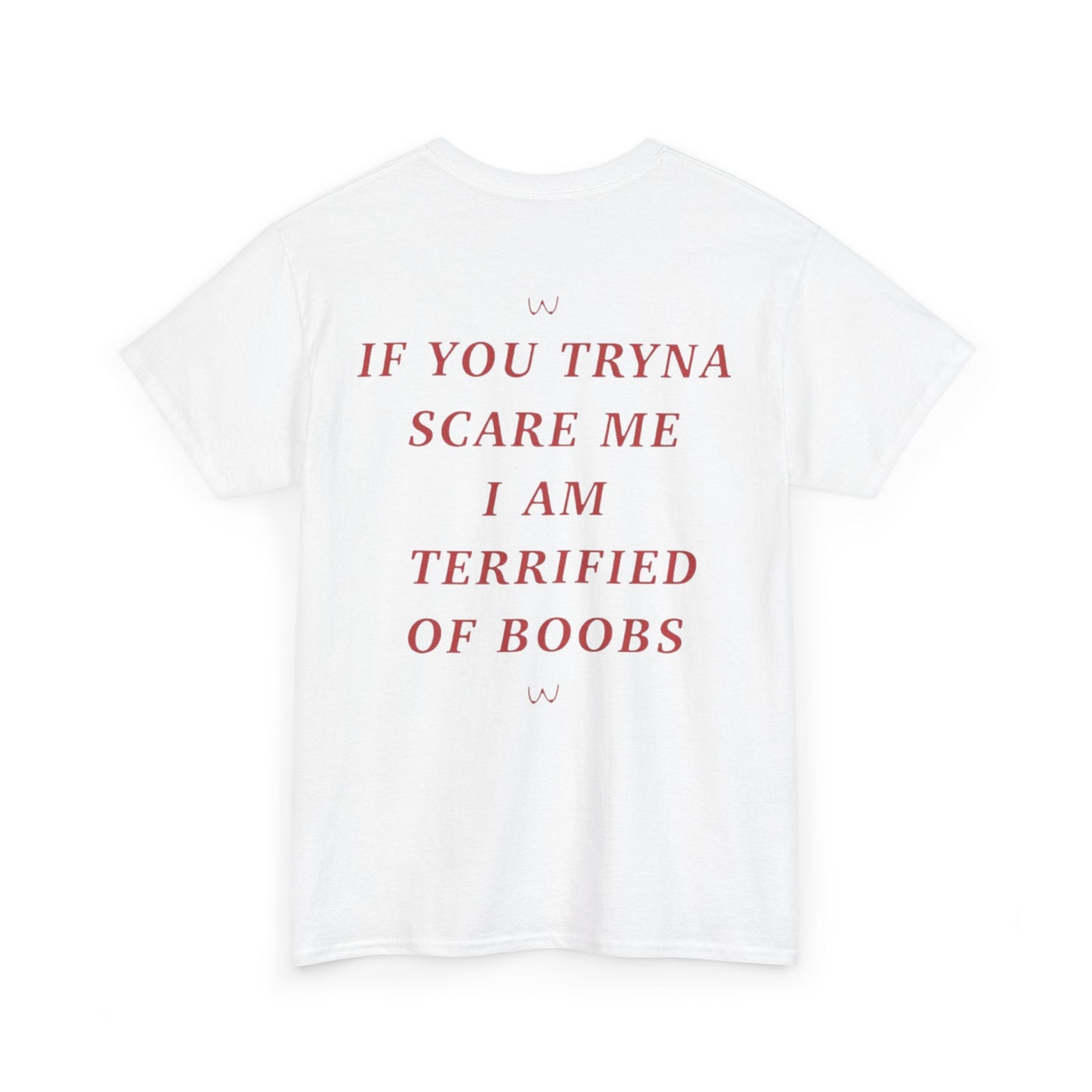 If You Tryna Scare Me I Am Terrified Of Boobs Funny Shirt – hilarious graphic tee for men and women who love adult humor.