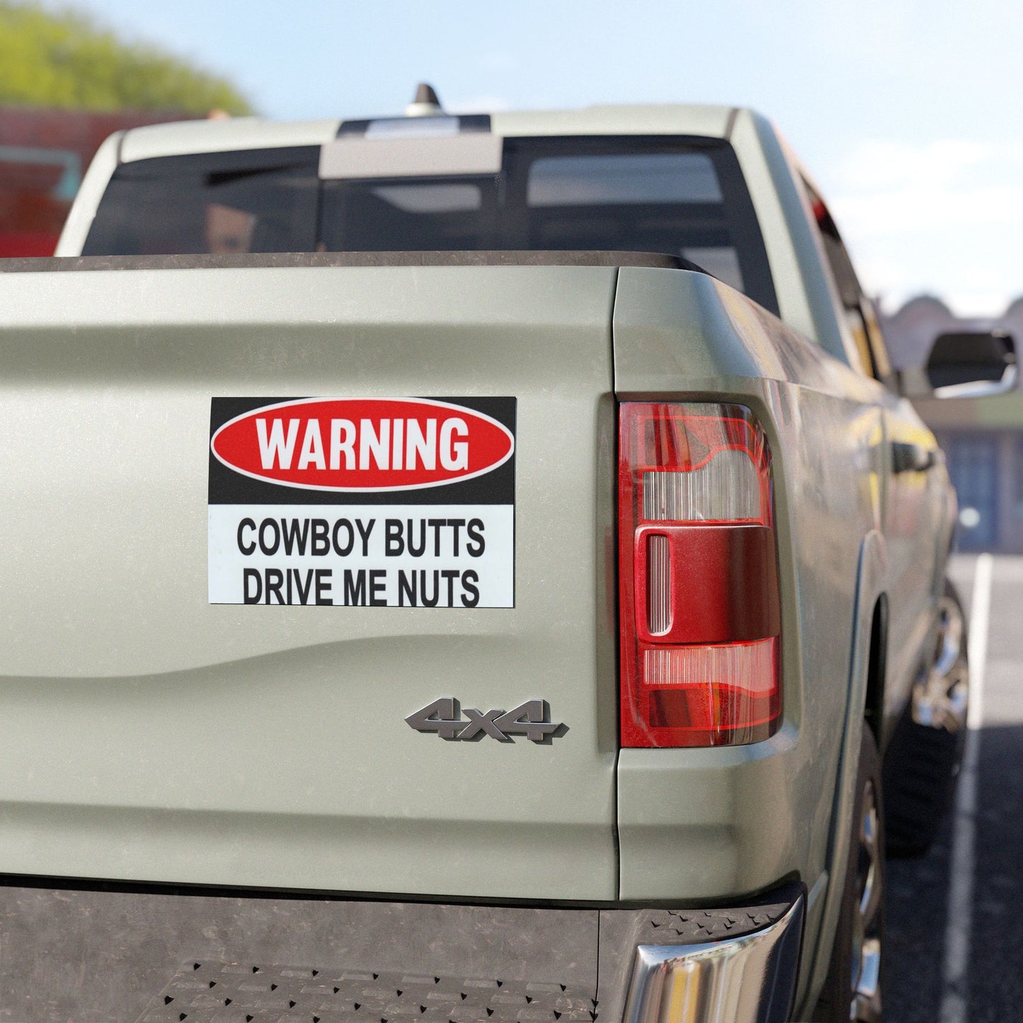 Warning Cowboy Butts Drive Me Nuts Funny Car Magnet