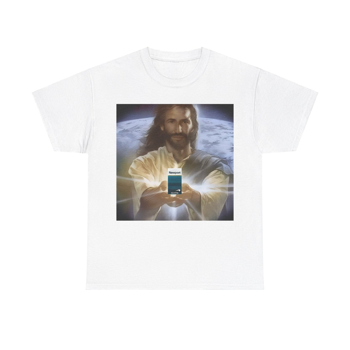 Jesus Holding Cigs | Newport | Funny Meme T-Shirt