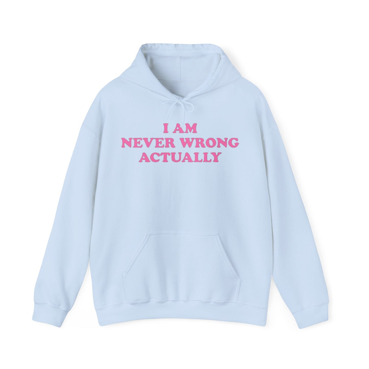 I AM NEVER WRONG ACTUALLY HOODIE