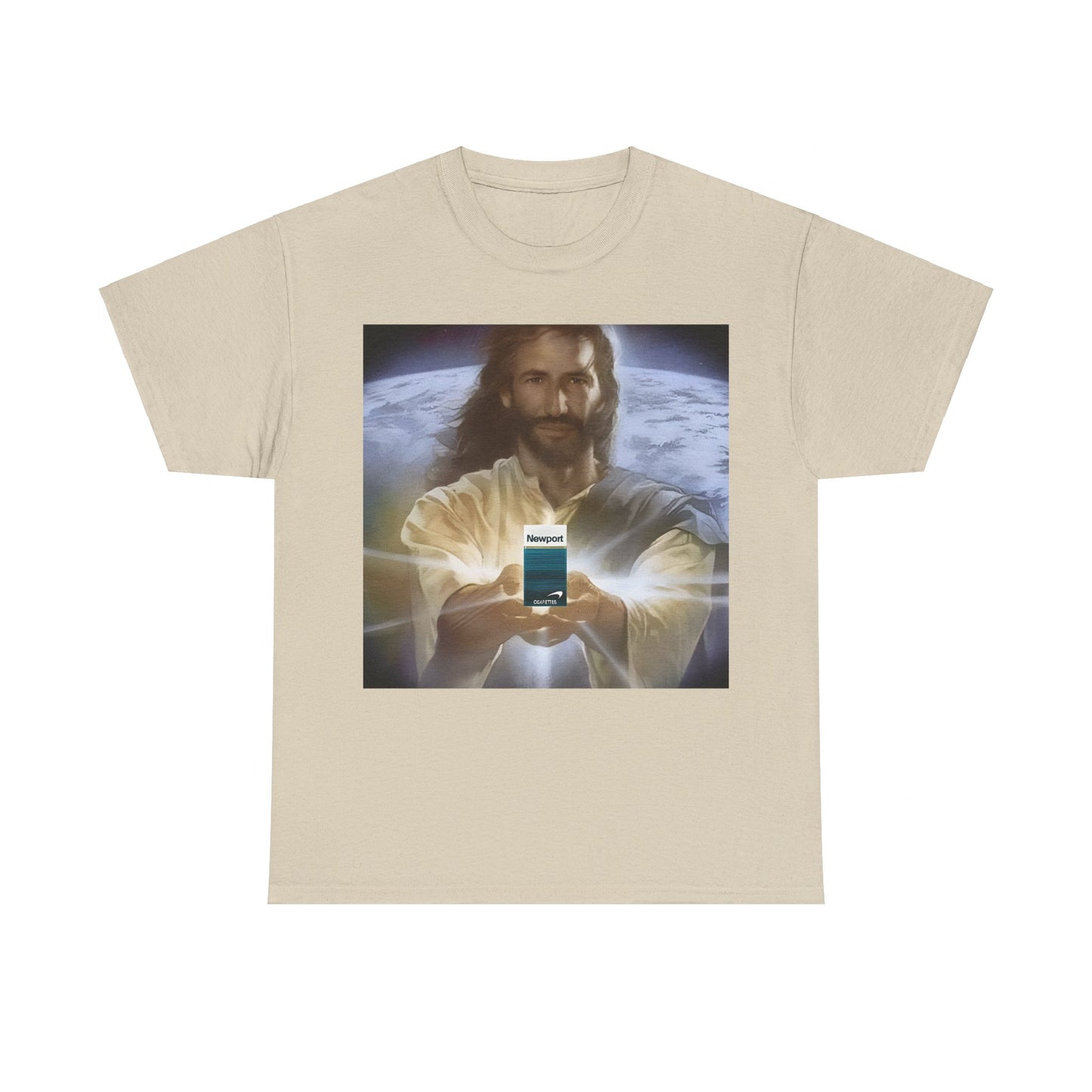 Jesus Holding Cigs | Newport | Funny Meme T-Shirt