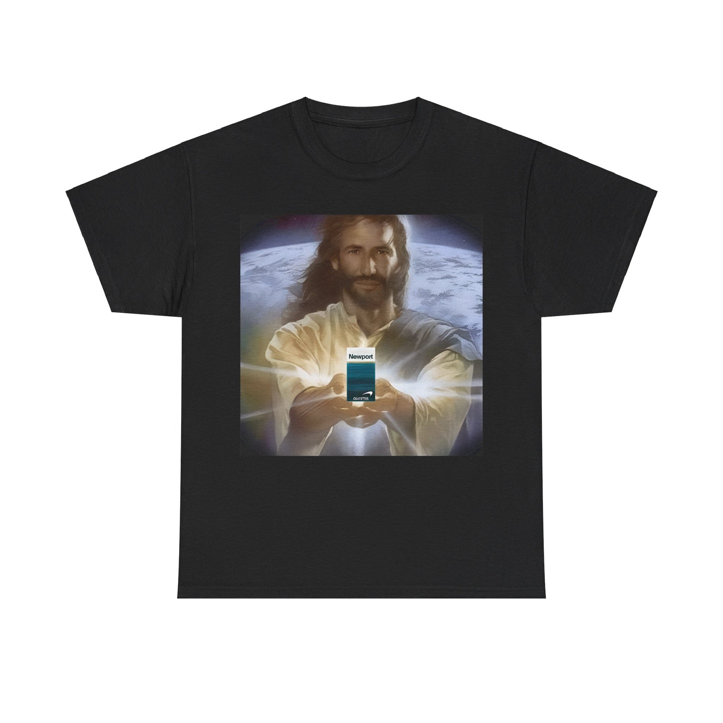 Jesus Holding Cigs | Newport | Funny Meme T-Shirt