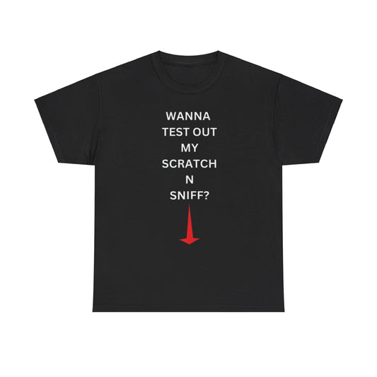 Wanna Test Out My Scratch N Sniff? Dirty Funny Black T shirt